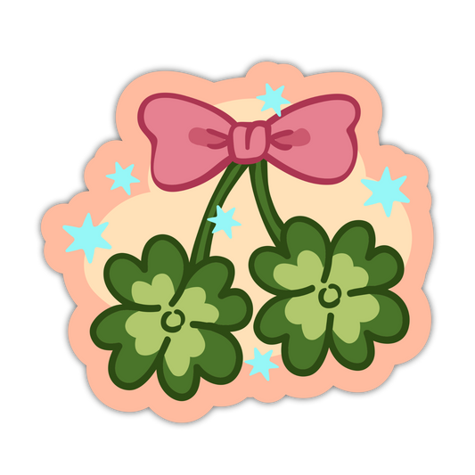 Sweet Clover Bow Lucky Charm Stickers