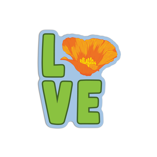 Love California Poppy Sticker