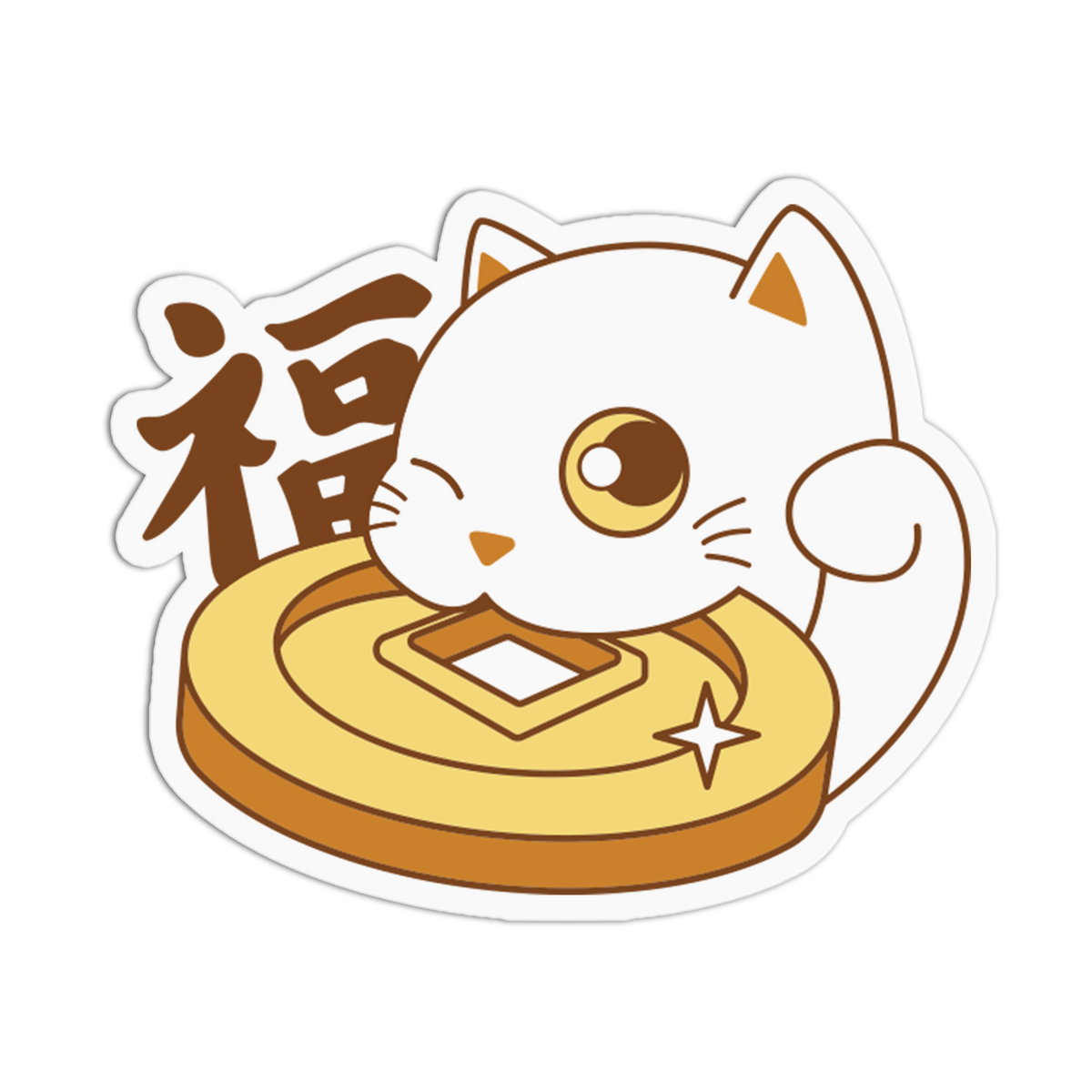 Winking Coin - Lucky Cats Sticker