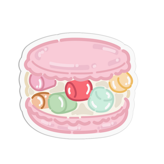 Sweet Pink Marshmallow Candy Macaroons Sticker