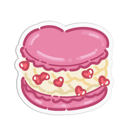 Heart Shaped Vanilla Strawberry Macaroons Sticker