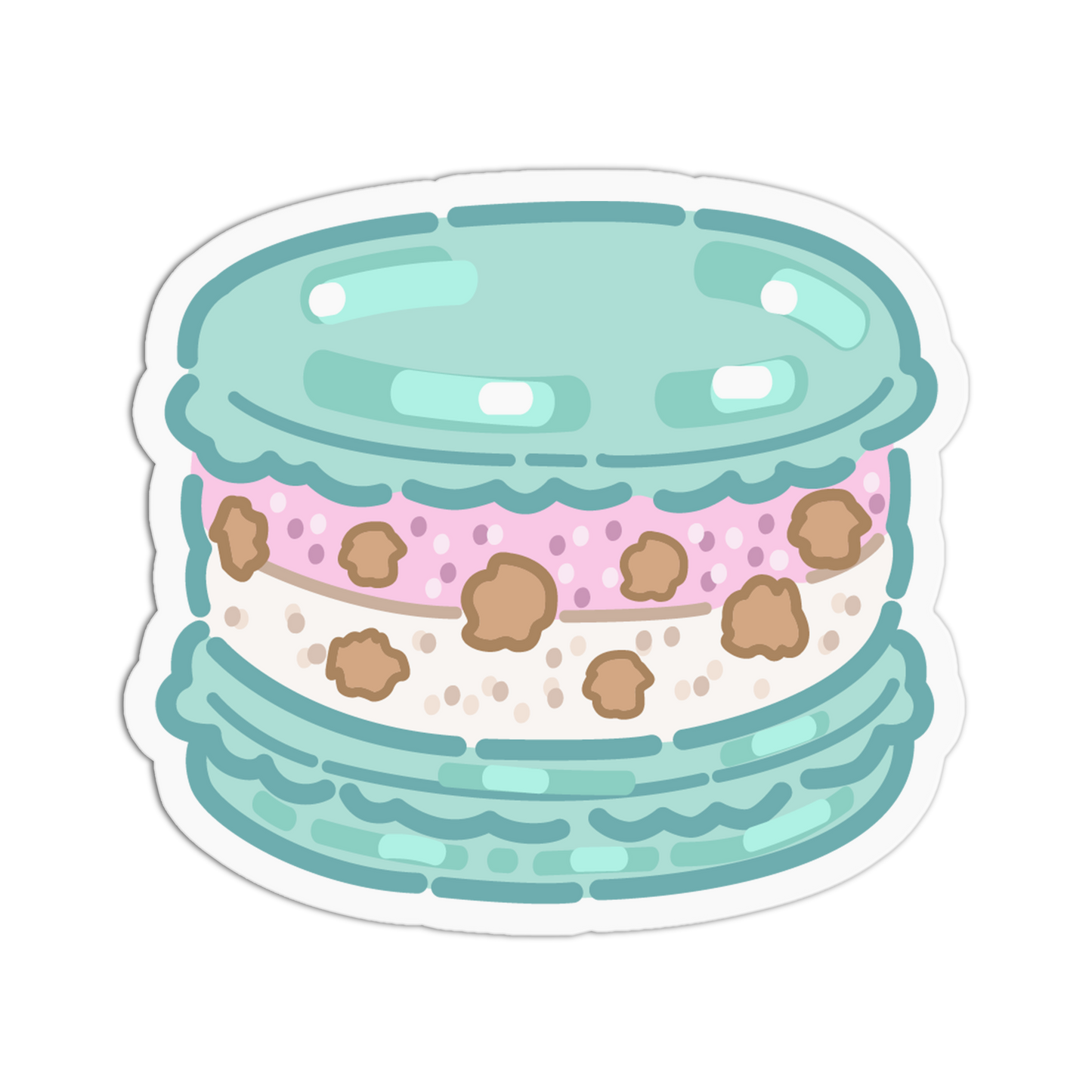 Mint Blue Pink Crunch Macaroons Sticker