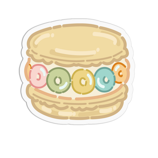 Creamy Yellow Fruit Loop Macaroons Sticker