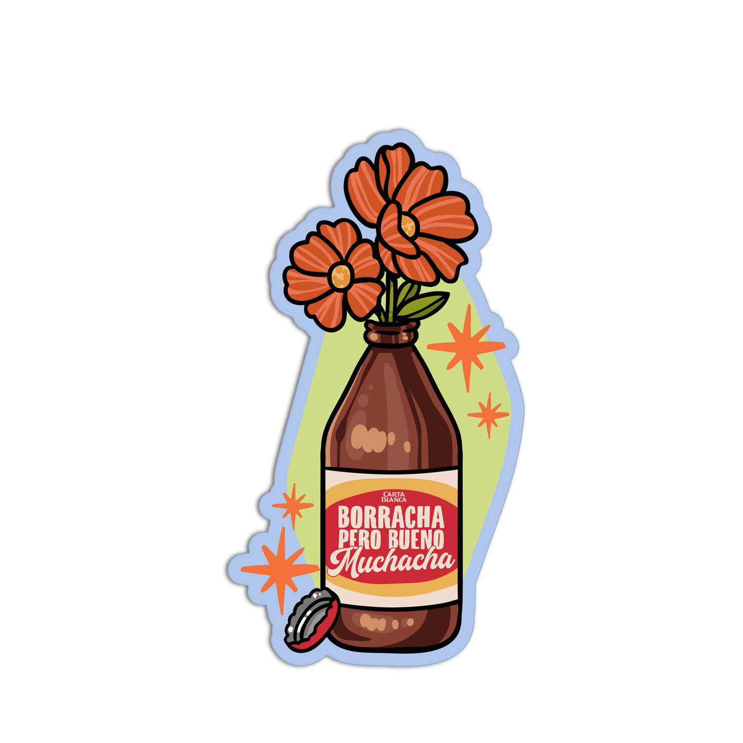 Borracha Bloom Bottle Mexican Tray Sticker