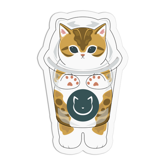 Tea-Cup Whimsical Kitty Sticker