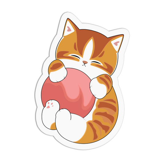 Great Pink Hug Whimsical Kitty Sticker