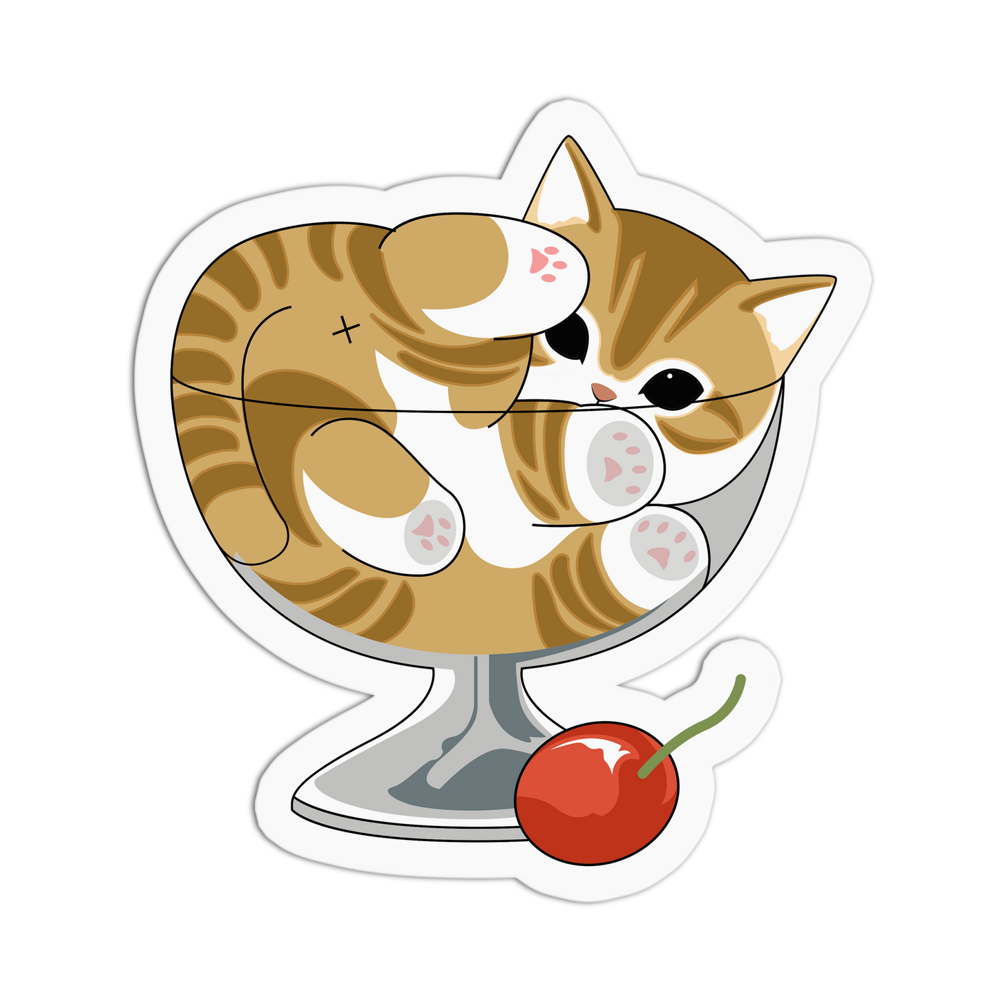 Sundae Sweetheart Whimsical Kitty Sticker
