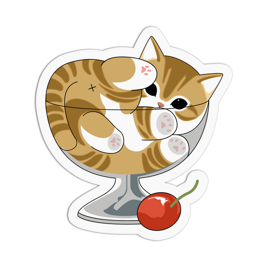 Sundae Sweetheart Whimsical Kitty Sticker