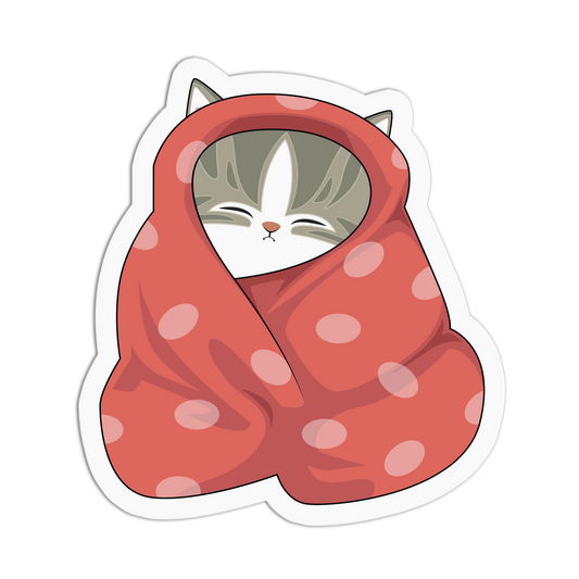 Purr-fectly Snug Whimsical Kitty Sticker