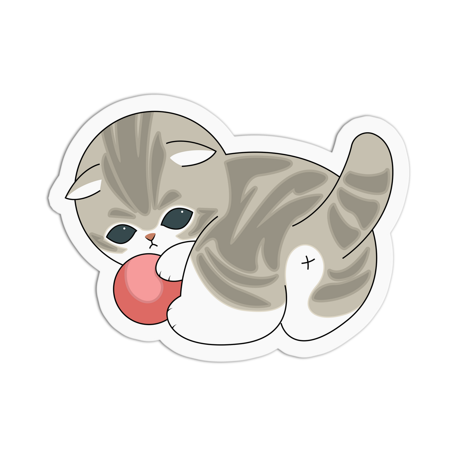 Playful Paws Whimsical Kitty Sticker