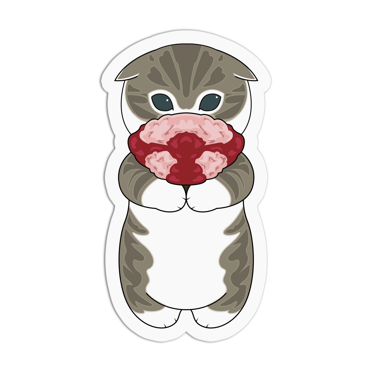 Petal-Paws Whimsical Kitty Sticker