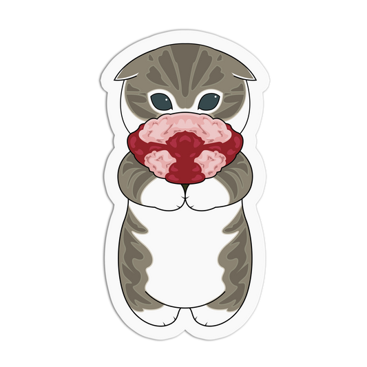 Petal-Paws Whimsical Kitty Sticker