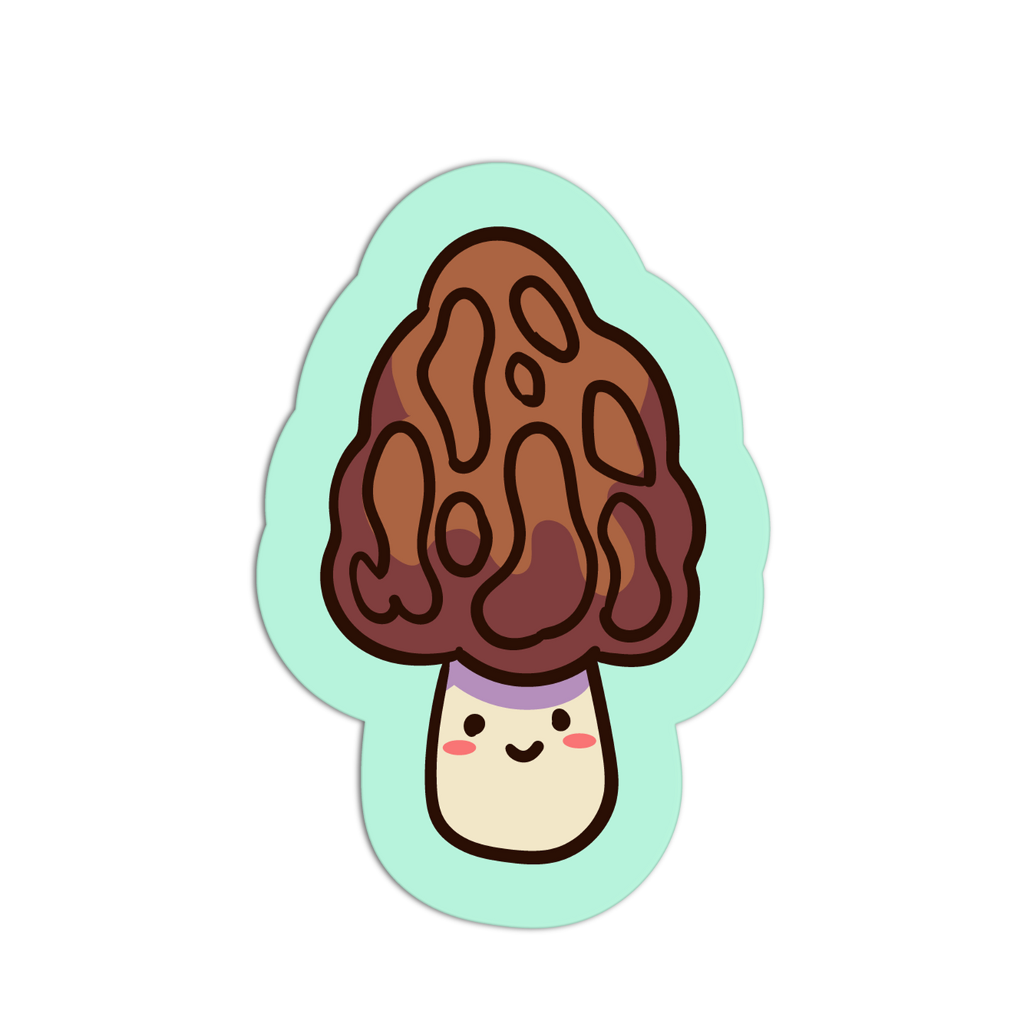 Cartoon mushroom with brown hair on a light green background