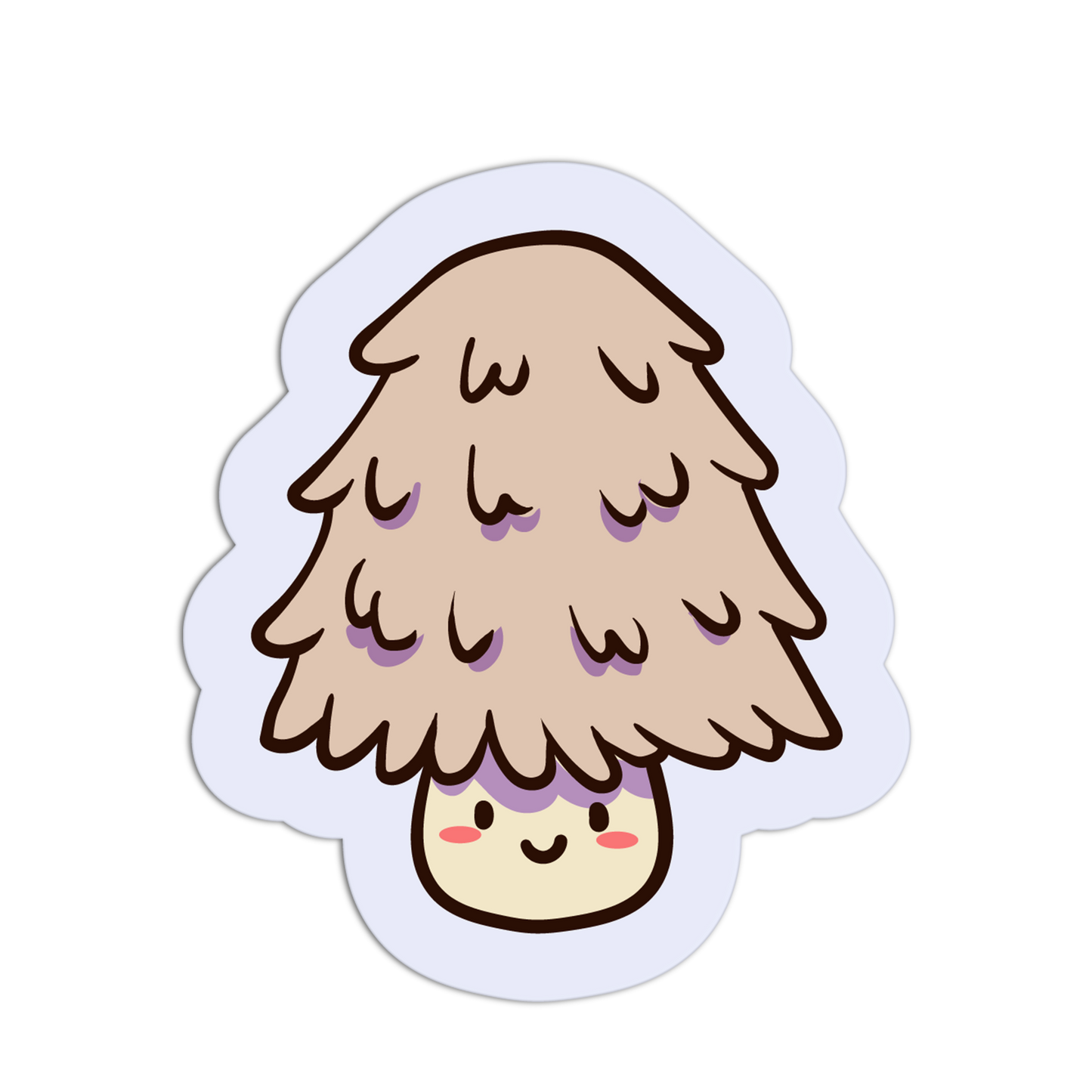Sticker of a cute tree with a smiling face on a white background