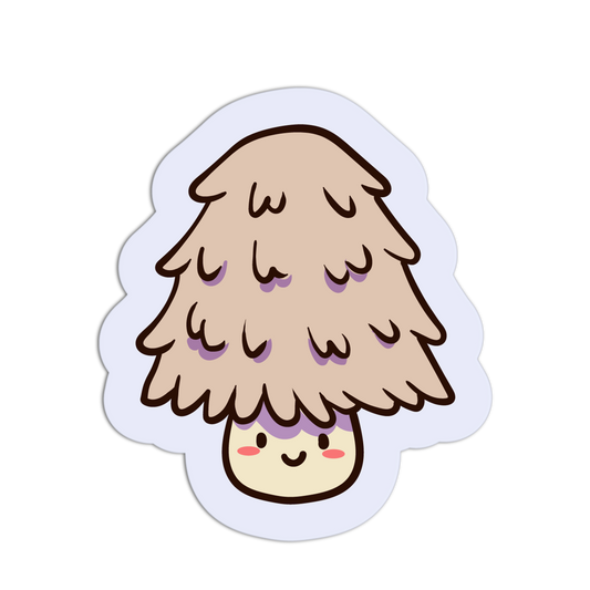 Sticker of a cute tree with a smiling face on a white background