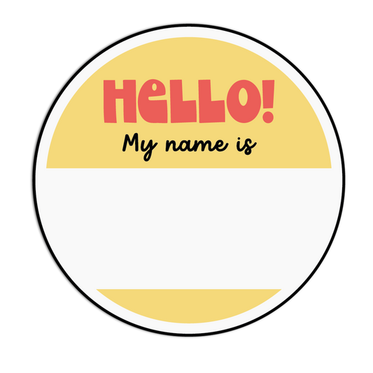 Hello Friend Circle Name Tag Stickers