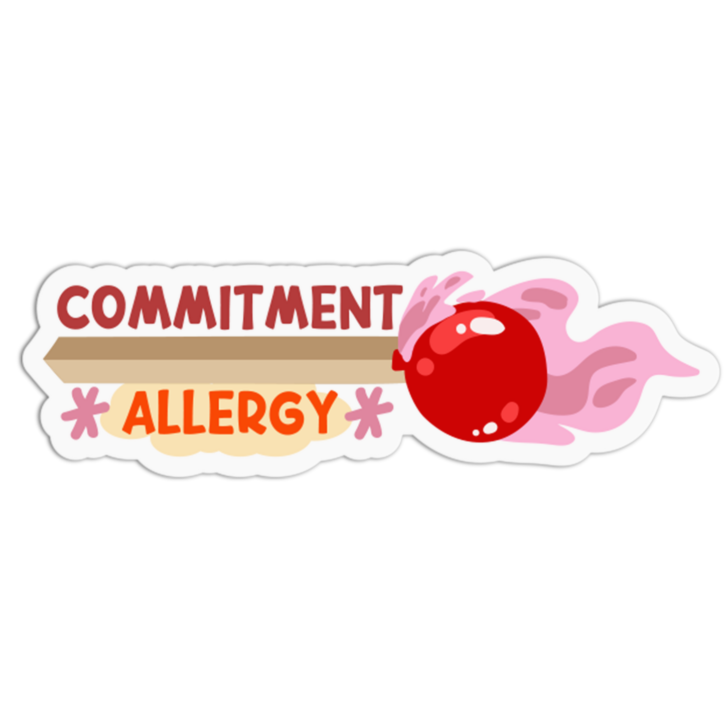 "Commitment Allergy" Balloon Matchstick Sticker
