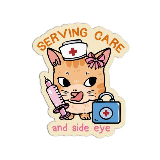 Serving Care Cat Nurse Sticker
