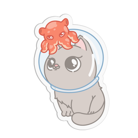 Little Orange Octopus Ocean Cat Sticker