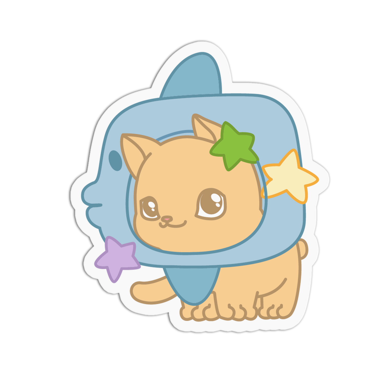 Calico Snuggle Shell Ocean Cat Sticker