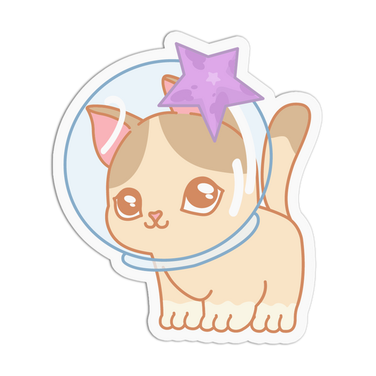 Purple Starfish Helmet Ocean Cat Sticker