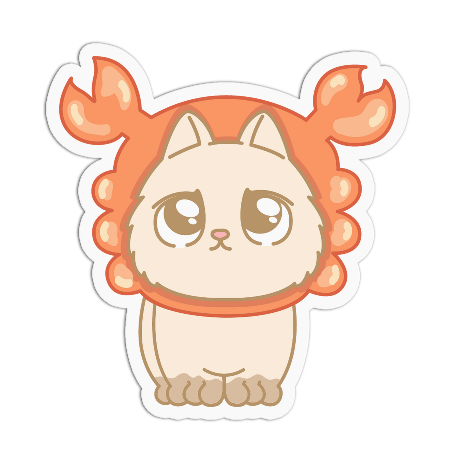 Orange Crab Hat Ocean Cat Sticker