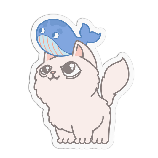 Small Blue Whale Ocean Cat Sticker