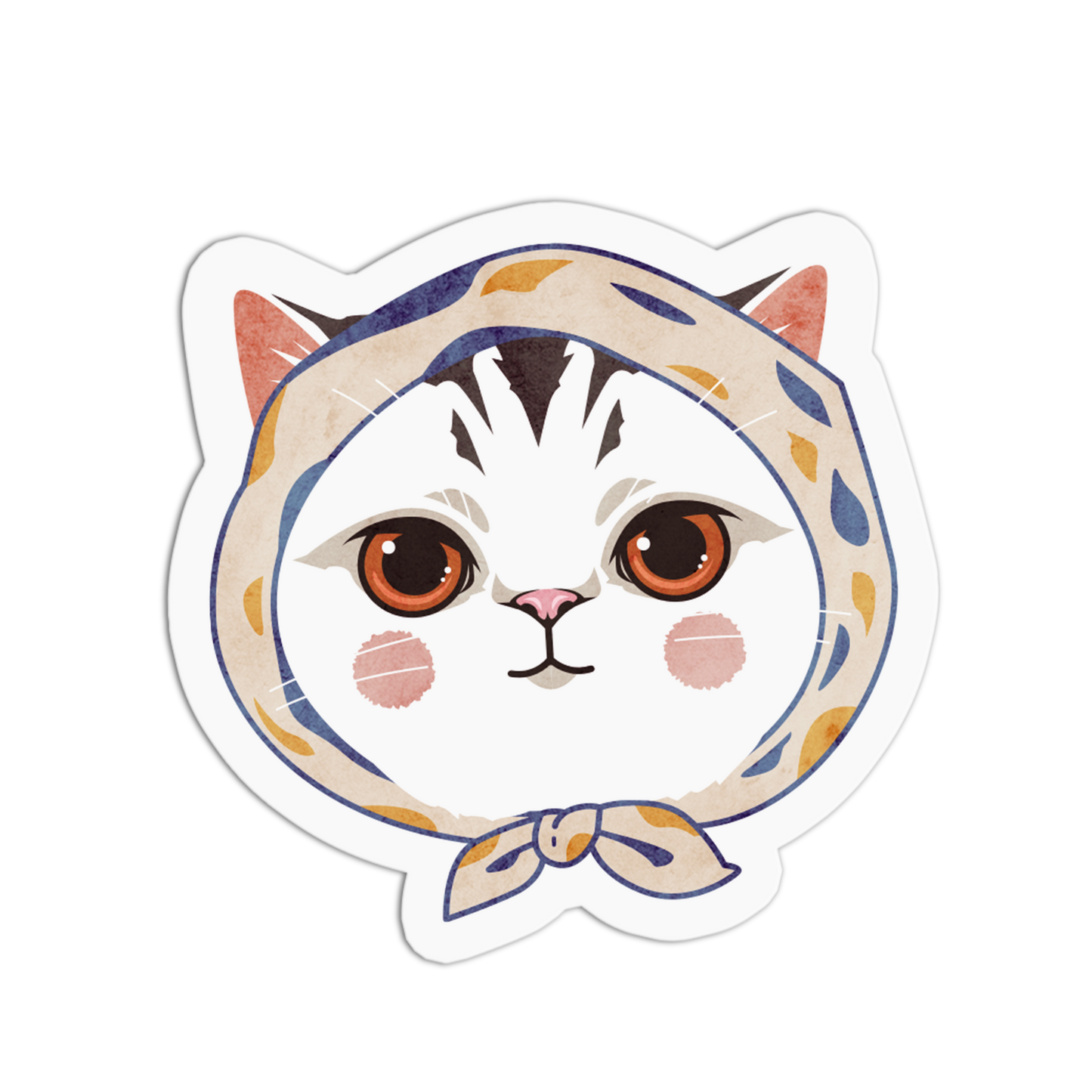 Dotted Kerchief Old Cats Stickers