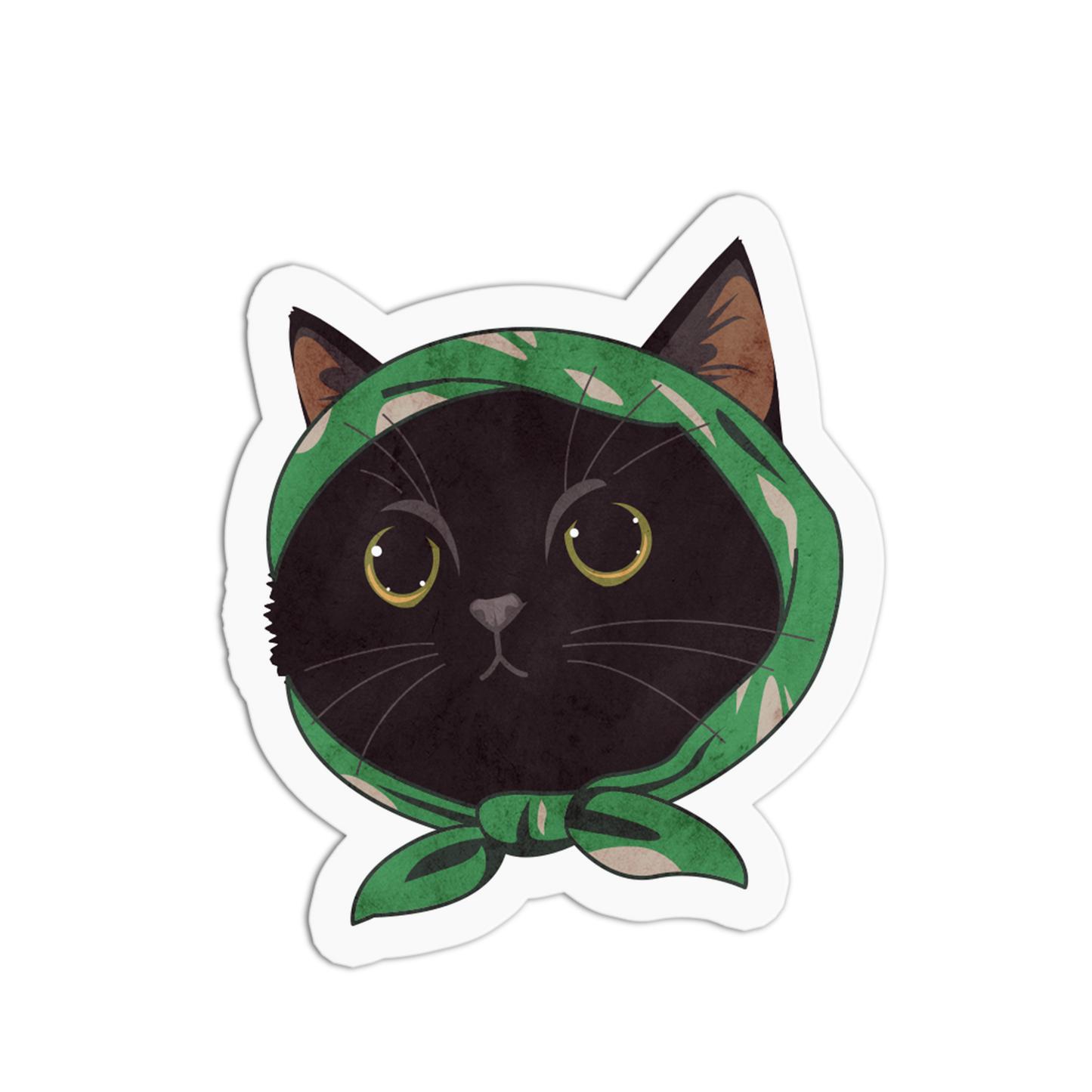 Green Scarf Black Old Cats Stickers