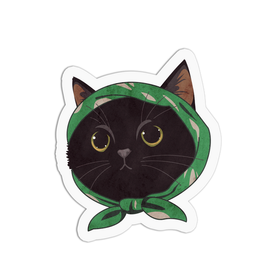 Green Scarf Black Old Cats Stickers