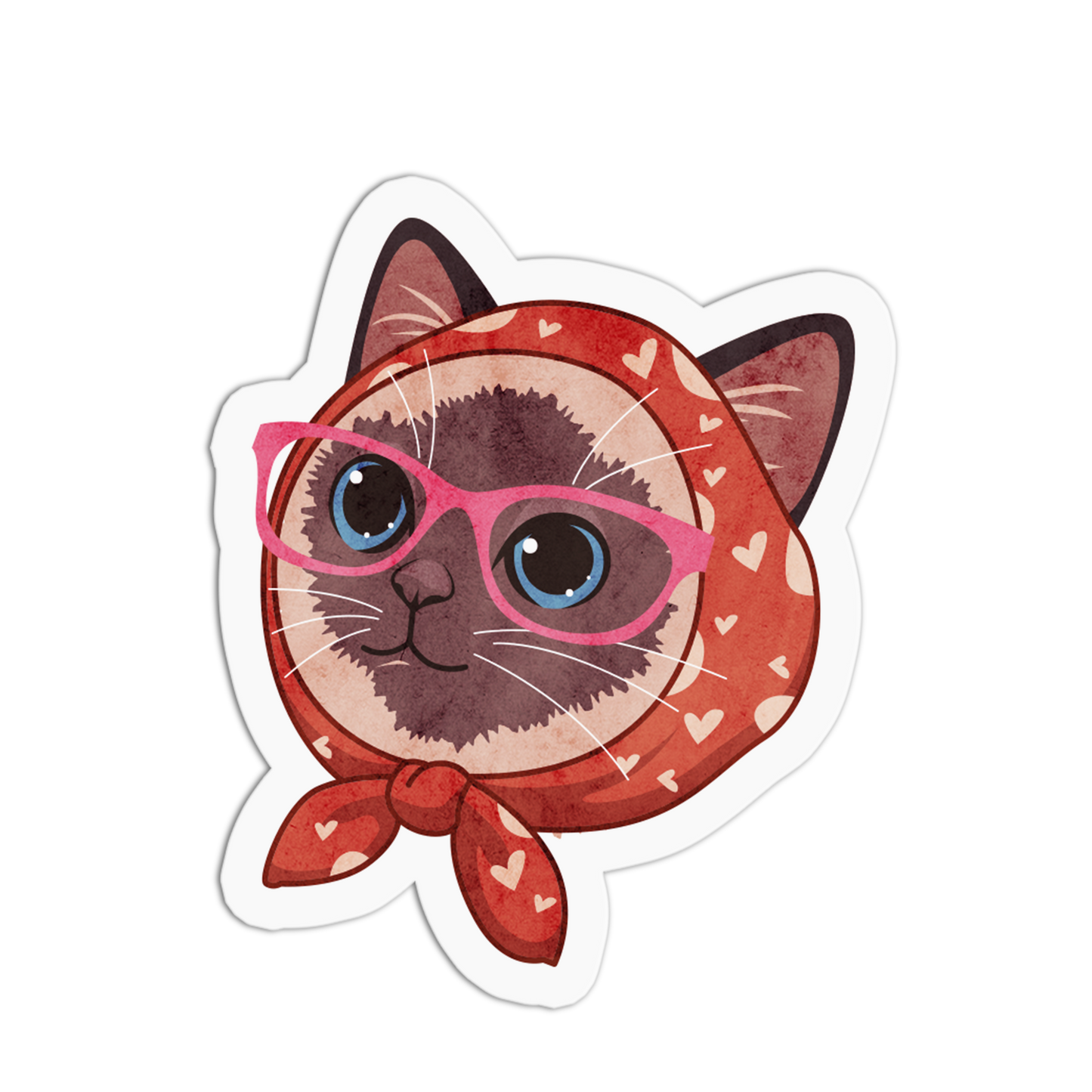 Siamese Heart Kerchief Old Cats Stickers