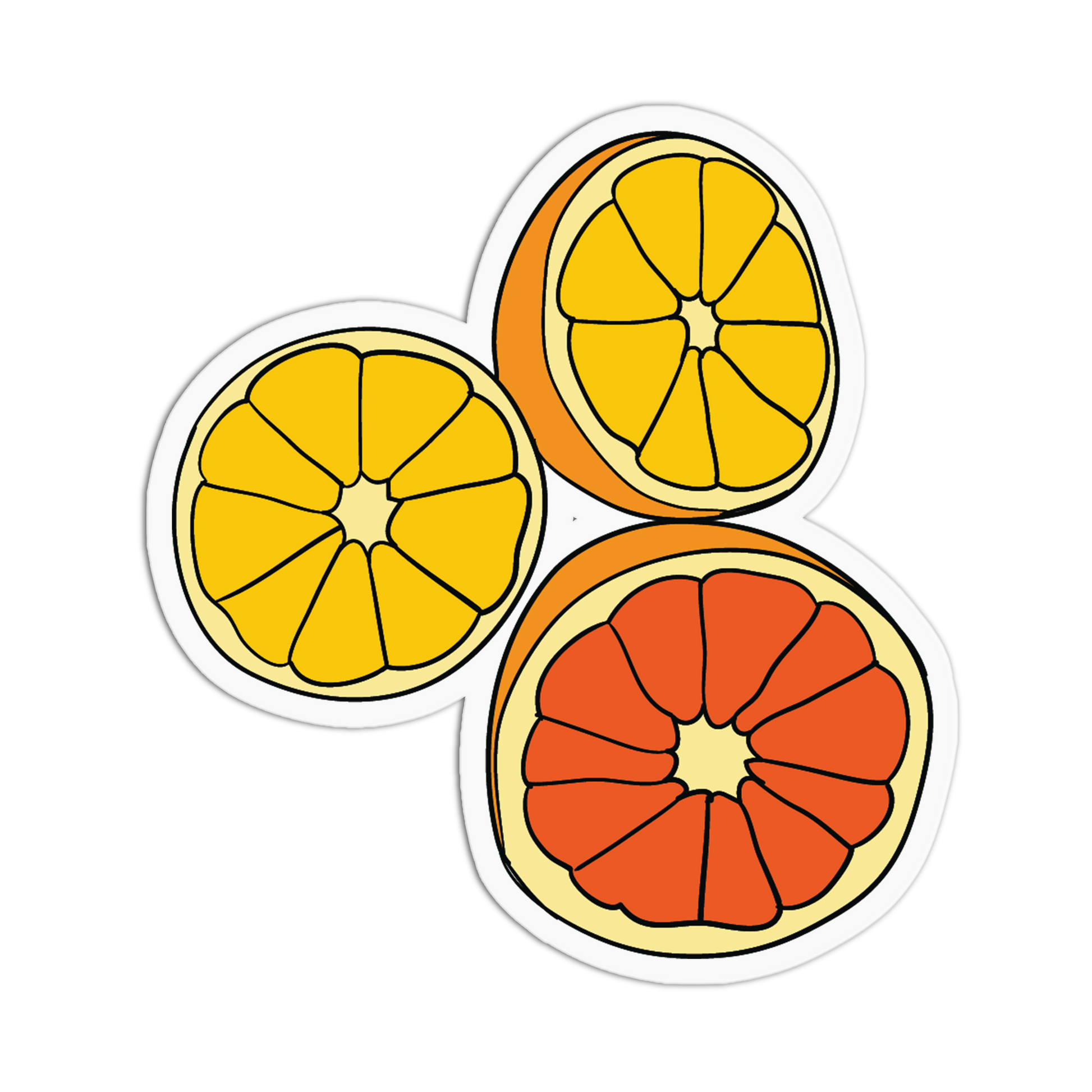 Three slices of oranges on a transparent background
