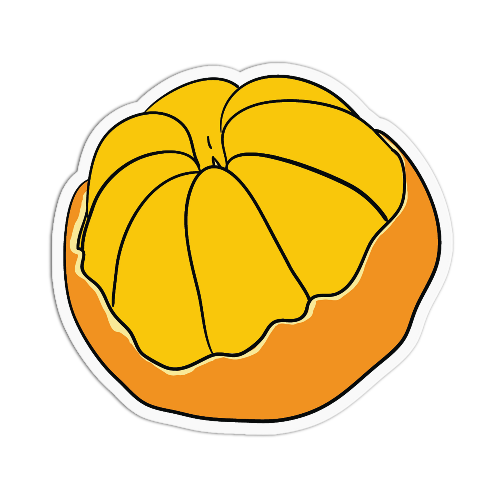 Illustration of a yellow pumpkin on a white background