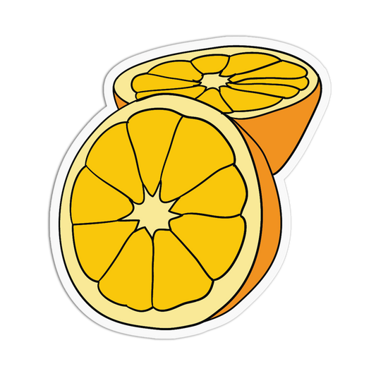 Illustration of a sliced orange on a white background