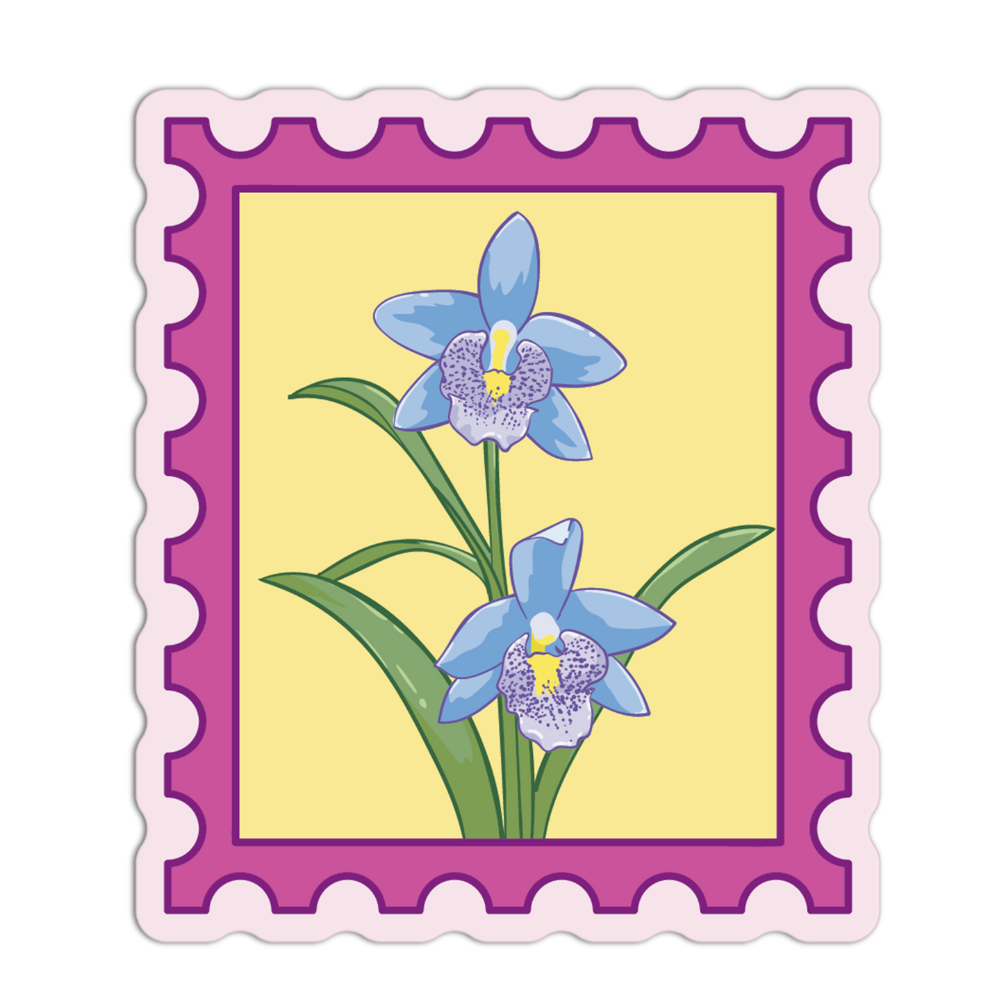 Blue Specimen Stamp Orchids Stickers