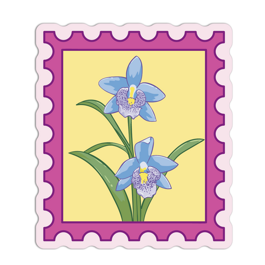 Blue Specimen Stamp Orchids Stickers