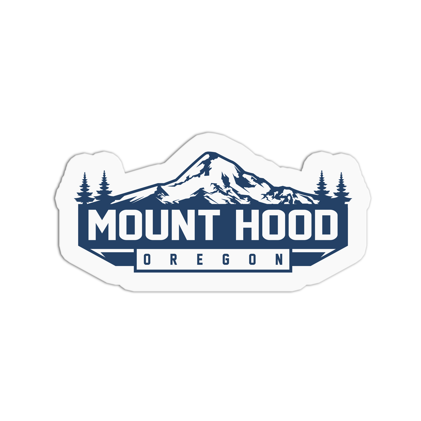 Sticker with Mount Hood and 'Mount Hood, Oregon' text on a white background