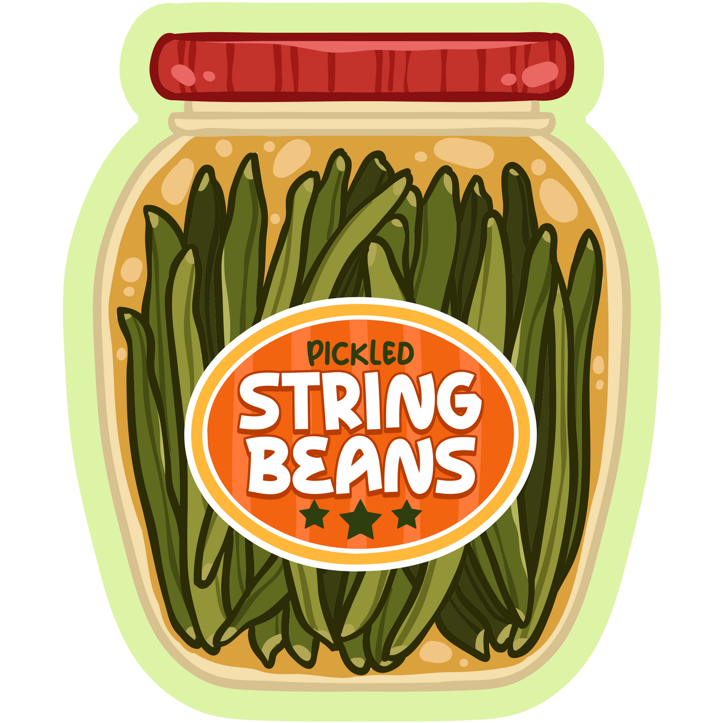 String Beans Pickle Jars Stickers