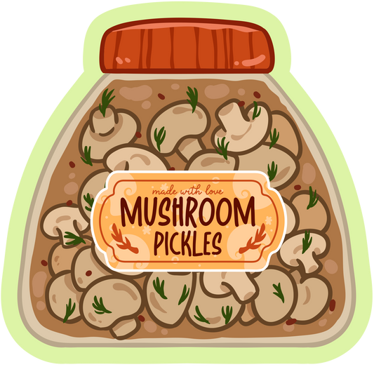 Mushroom Made With Love Pickle Jars Stickers