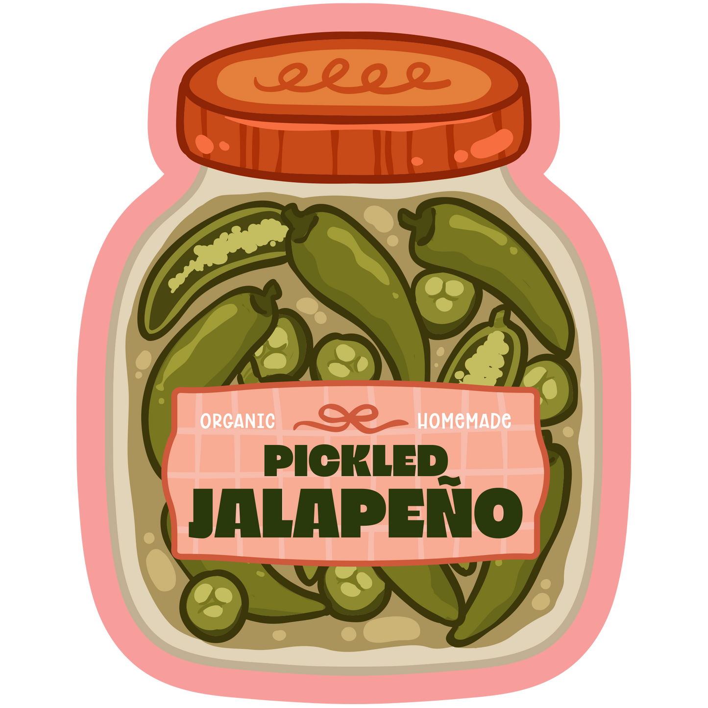 Organic Homemade Jalapeño Pickle Jars Stickers