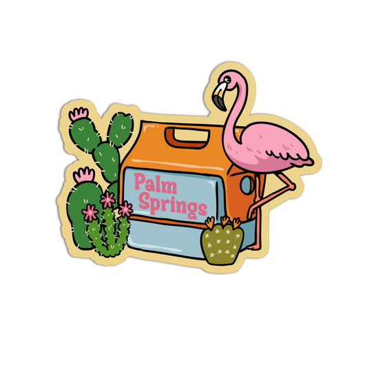 Desert Cooler & Flamingo Palm Spring Sticker
