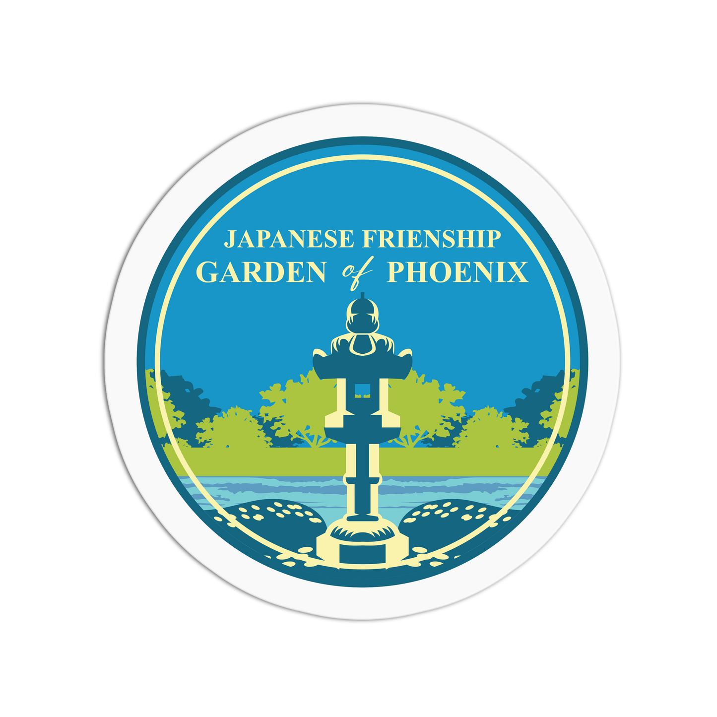 Logo of the Japanese Friendship Garden of Phoenix with a garden scene and pagoda.