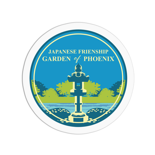 Logo of the Japanese Friendship Garden of Phoenix with a garden scene and pagoda.