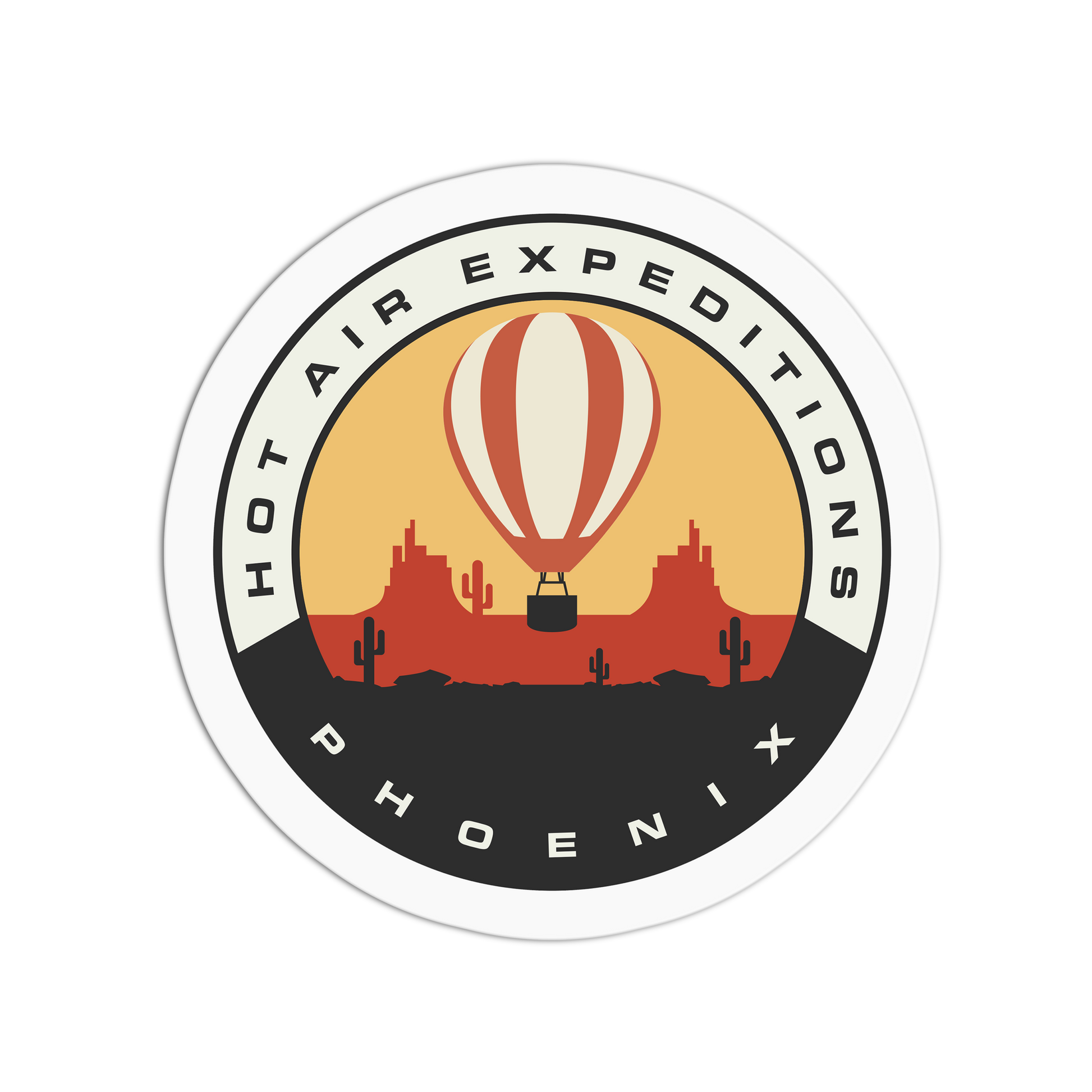 Logo of Hot Air Expeditions Phoenix featuring a hot air balloon and desert landscape.