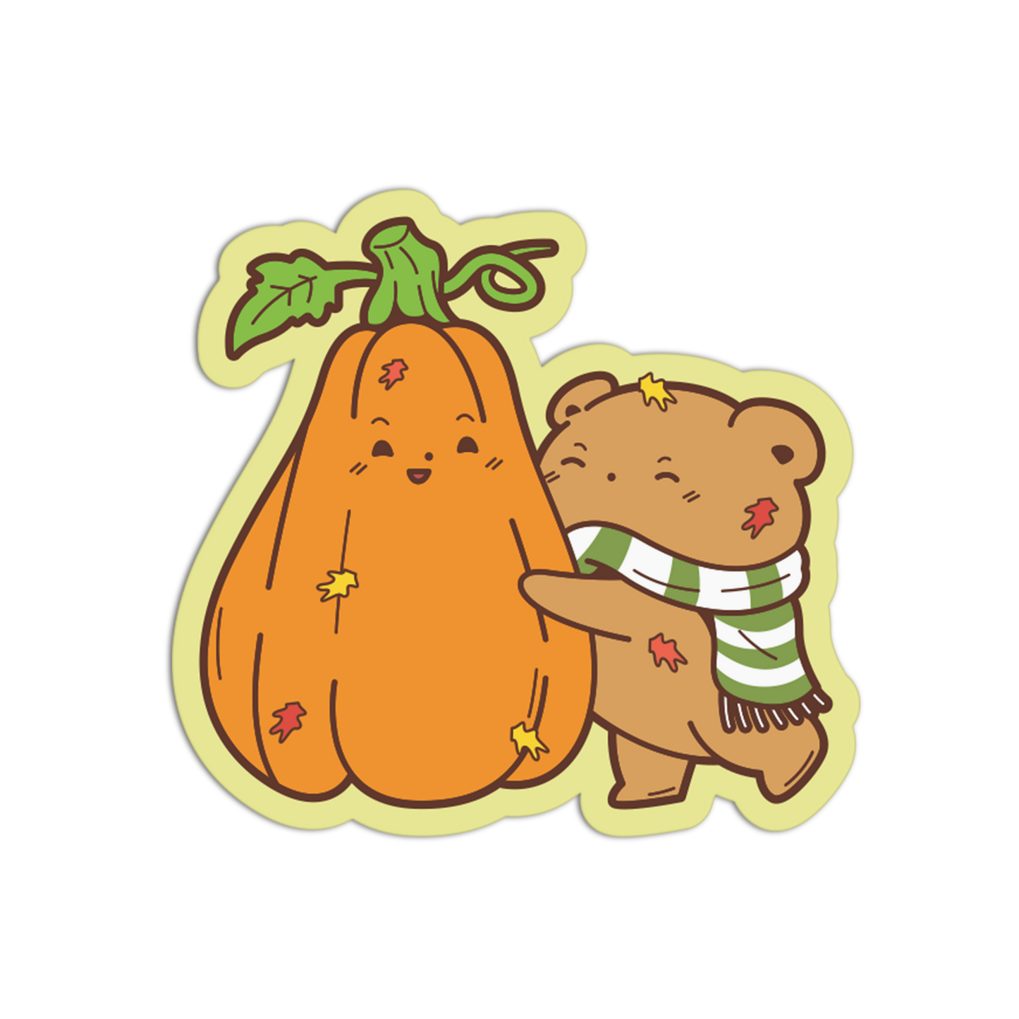 Cuddly Cute Bear Pumpkin Fall Sticker