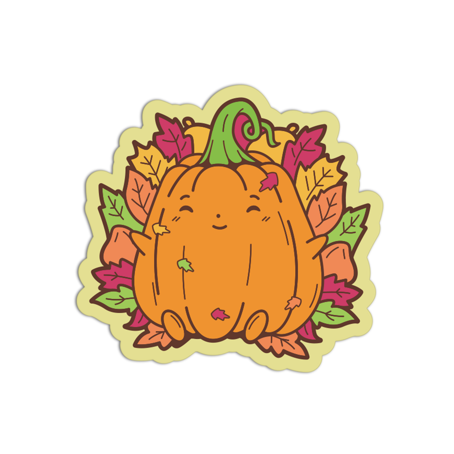 Colorful Autumn Leaves Pumpkin Fall Sticker