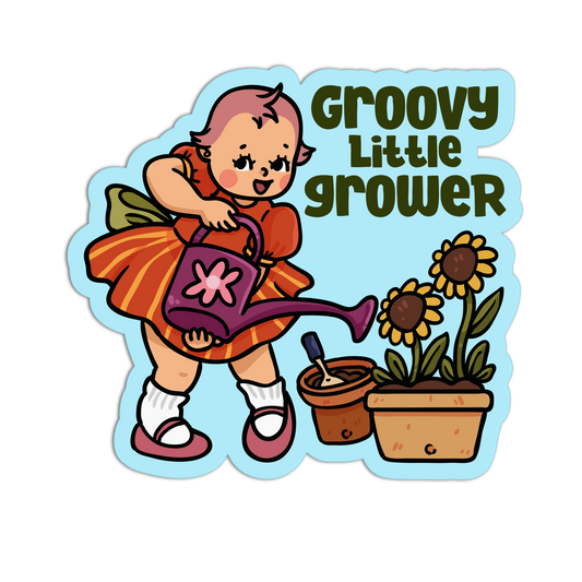 Groovy Little Grower Retro Babies Farmer Stickers