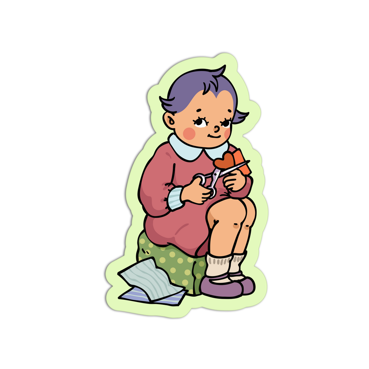 Paper Snipping Retro Baby Journaling Sticker