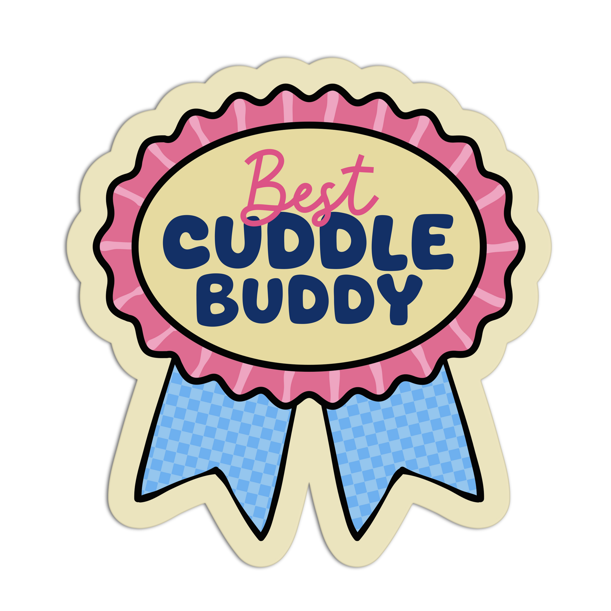 Sticker with 'Best Cuddle Buddy' text on a white background