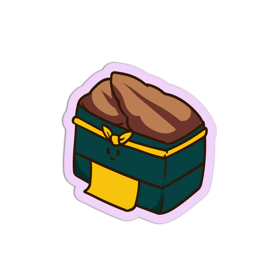 Illustration of a lunch box with a brown bag on a white background